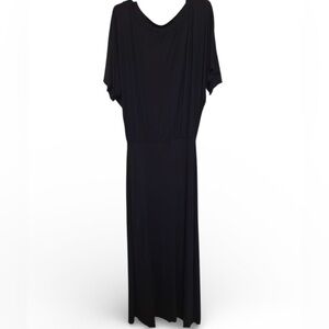 Go Couture Black Maxi Dress Dolman Sleeve -Minimalist Drapey- Size L